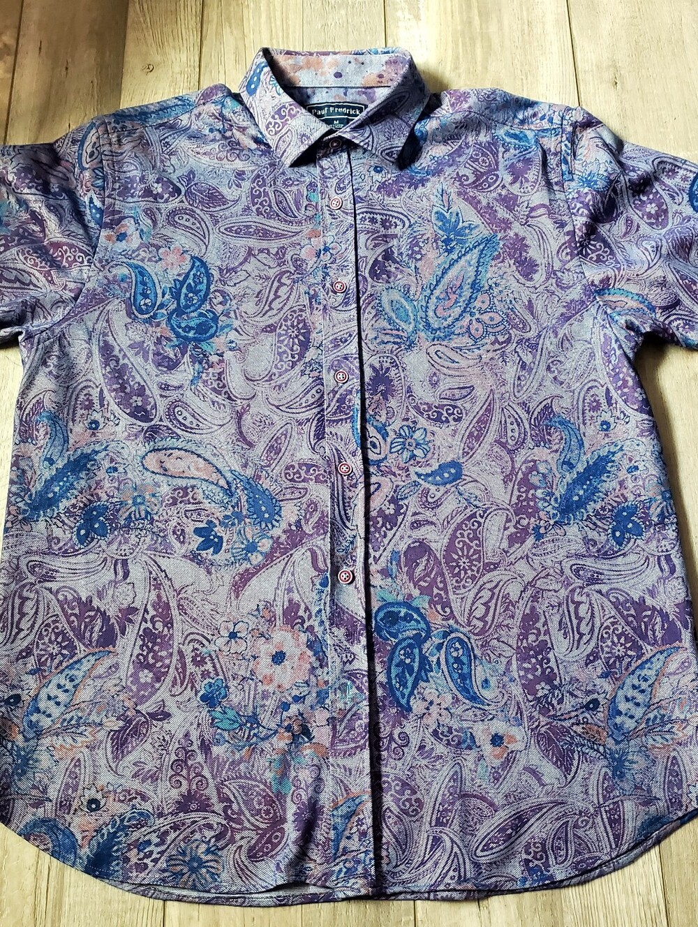 Paul Fredrick Purple and Blue Paisley Button-Up Shirt Size Medoum
